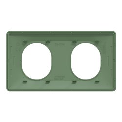 Plaque de finition Ovalis entraxe 71 mm S320704B vert forêt 2 postes horizontal