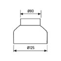 Réduction conique Ø125/80 mm sans joint