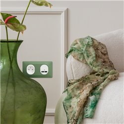 Plaque de finition Ovalis entraxe 71 mm S320704B vert forêt 2 postes horizontal