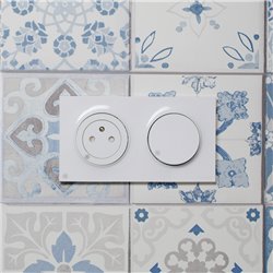 Prise de courant 2P+T française affleurante Odace S500052 Blanc antibactérien 