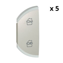 Lot de 5 enjoliveurs simples marquages GEN , ON et OFF montage gauche titane 068455