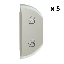 Lot de 5 enjoliveurs simples marquages GEN , ON et OFF montage droite titane 068456