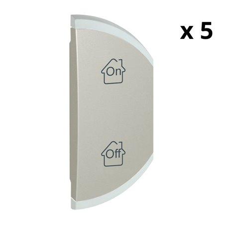 Lot de 5 enjoliveurs simples marquages GEN , ON et OFF montage droite titane 068456
