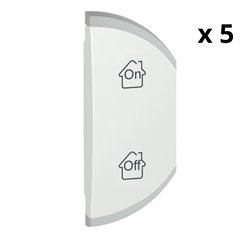Lot de 5 enjoliveurs simples Céliane marquages GEN , ON et OFF montage droite blanc 068156
