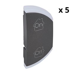 Lot de 5 enjoliveurs simples Céliane marquages GEN , ON et OFF montage droite graphite 064856