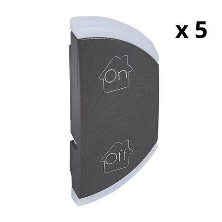 Lot de 5 enjoliveurs simples Céliane marquages GEN , ON et OFF montage droite graphite 064856