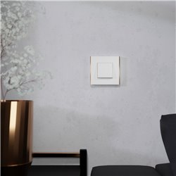 Plaque de finition Unica Deco Subtile NU600242 Blanc liseré cuivre 1 poste