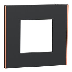Plaque de finition Unica Deco Subtile NU600241 Anthracite liseré cuivre 1 poste