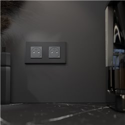 Plaque de finition Unica Deco Signature NU600472 Gomme noire 2 postes