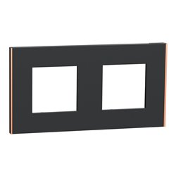 Plaque de finition Unica Deco Subtile NU600441 Anthracite liseré cuivre 2 postes