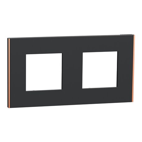 Plaque de finition Unica Deco Subtile NU600441 Anthracite liseré cuivre 2 postes Plaque de finition Unica Deco Subtile NU600441 Anthracite liseré cuivre 2 postes