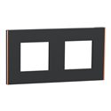 Plaque de finition Unica Deco Subtile NU600441 Anthracite liseré cuivre 2 postes