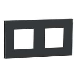 Plaque de finition Unica Deco Subtile NU600443 Anthracite liseré argent 2 postes