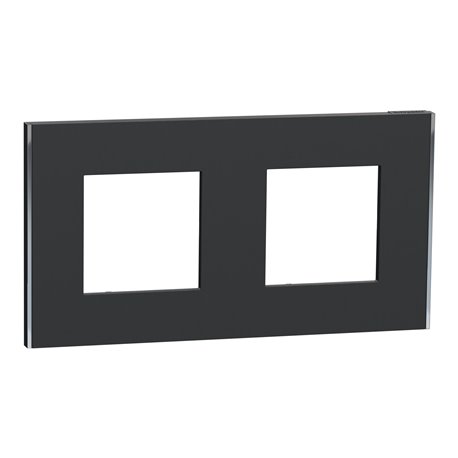 Plaque de finition Unica Deco Subtile NU600443 Anthracite liseré argent 2 postes Plaque de finition Unica Deco Subtile NU600443 Anthracite liseré argent 2 postes