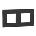 Plaque de finition Unica Deco Subtile NU600443 Anthracite liseré argent 2 postes