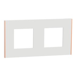 Plaque de finition Unica Deco Subtile NU600442 Blanc liseré cuivre 2 postes