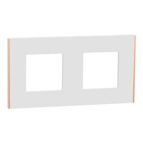 Plaque de finition Unica Deco Subtile NU600442 Blanc liseré cuivre 2 postes Plaque de finition Unica Deco Subtile NU600442 Blanc liseré cuivre 2 postes