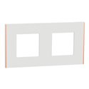 Plaque de finition Unica Deco Subtile NU600442 Blanc liseré cuivre 2 postes