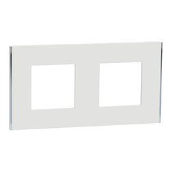 Plaque de finition Unica Deco Subtile NU600440 Blanc liseré argent 2 postes