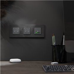 Plaque de finition Unica Deco Signature NU600677 Ardoise 3 postes