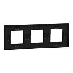 Plaque de finition Unica Deco Signature NU600672 Gomme noire 3 postes