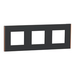 Plaque de finition Unica Deco Subtile NU600641 Anthracite liseré cuivre 3 postes
