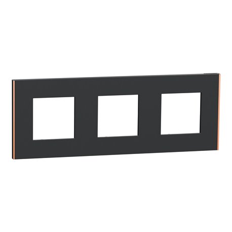 Plaque de finition Unica Deco Subtile NU600641 Anthracite liseré cuivre 3 postes Plaque de finition Unica Deco Subtile NU600641 Anthracite liseré cuivre 3 postes