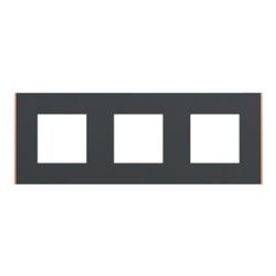 Plaque de finition Unica Deco Subtile NU600641 Anthracite liseré cuivre 3 postes