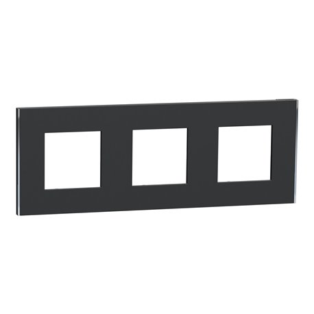 Plaque de finition Unica Deco Subtile NU600643 Anthracite liseré argent 3 postes Plaque de finition Unica Deco Subtile NU600643 Anthracite liseré argent 3 postes