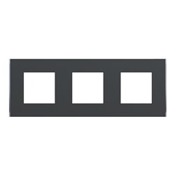 Plaque de finition Unica Deco Subtile NU600643 Anthracite liseré argent 3 postes
