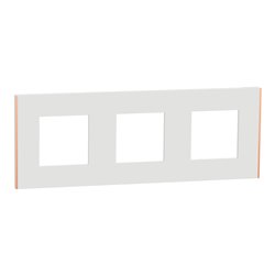 Plaque de finition Unica Deco Subtile NU600642 Blanc liseré cuivre 3 postes