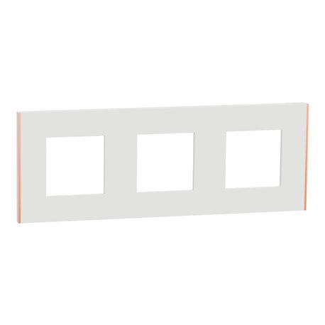 Plaque de finition Unica Deco Subtile NU600642 Blanc liseré cuivre 3 postes Plaque de finition Unica Deco Subtile NU600642 Blanc liseré cuivre 3 postes