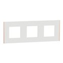 Plaque de finition Unica Deco Subtile NU600642 Blanc liseré cuivre 3 postes