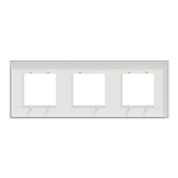 Plaque de finition Unica Deco Subtile NU600642 Blanc liseré cuivre 3 postes