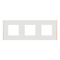 Plaque de finition Unica Deco Subtile NU600642 Blanc liseré cuivre 3 postes