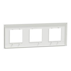 Plaque de finition Unica Deco Subtile NU600642 Blanc liseré cuivre 3 postes
