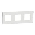 Plaque de finition Unica Deco Subtile NU600640 Blanc liseré argent 3 postes