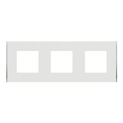 Plaque de finition Unica Deco Subtile NU600640 Blanc liseré argent 3 postes