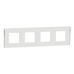 Plaque de finition Unica Deco Subtile NU600840 Blanc liseré argent 4 postes