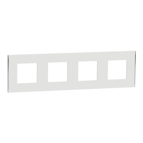 Plaque de finition Unica Deco Subtile NU600840 Blanc liseré argent 4 postes Plaque de finition Unica Deco Subtile NU600840 Blanc liseré argent 4 postes