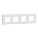 Plaque de finition Unica Deco Subtile NU600840 Blanc liseré argent 4 postes