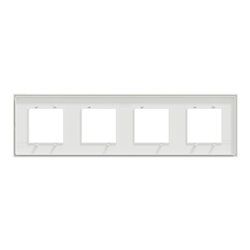 Plaque de finition Unica Deco Subtile NU600840 Blanc liseré argent 4 postes