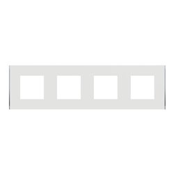 Plaque de finition Unica Deco Subtile NU600840 Blanc liseré argent 4 postes