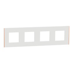 Plaque de finition Unica Deco Subtile NU600842 Blanc liseré cuivre 4 postes