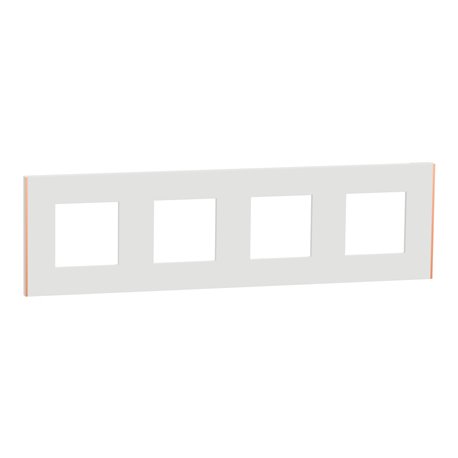 Plaque de finition Unica Deco Subtile NU600842 Blanc liseré cuivre 4 postes