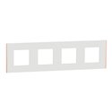 Plaque de finition Unica Deco Subtile NU600842 Blanc liseré cuivre 4 postes
