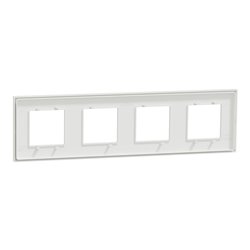 Plaque de finition Unica Deco Subtile NU600842 Blanc liseré cuivre 4 postes