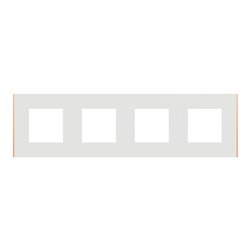 Plaque de finition Unica Deco Subtile NU600842 Blanc liseré cuivre 4 postes