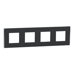Plaque de finition Unica Deco Subtile NU600843 Anthracite liseré argent 4 postes