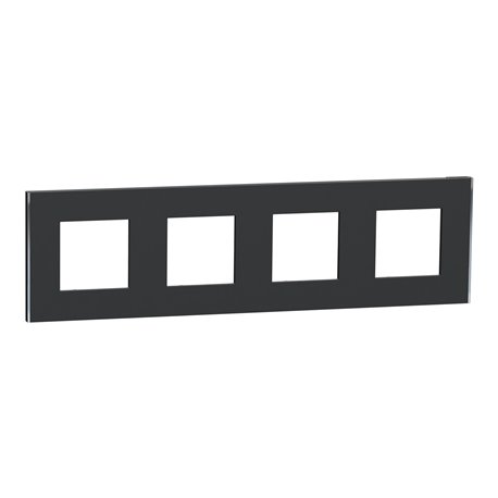 Plaque de finition Unica Deco Subtile NU600843 Anthracite liseré argent 4 postes Plaque de finition Unica Deco Subtile NU600843 Anthracite liseré argent 4 postes